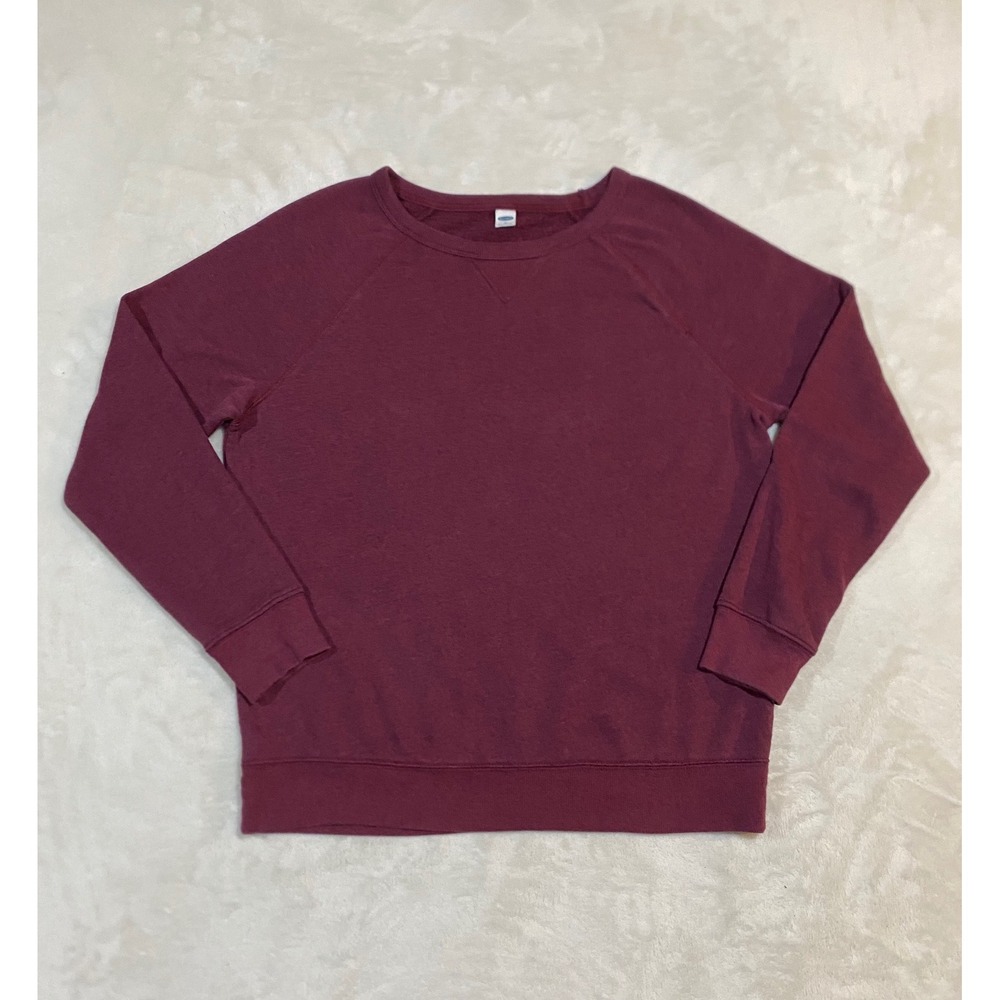 Old Navy Womens Good Crew Sweatshirt Burgundy Raglan Pullover M S/202064-18